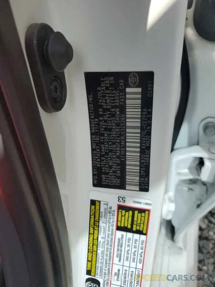 13 Photograph of a damaged car 4T1K61AK8LU325260 TOYOTA CAMRY 2020