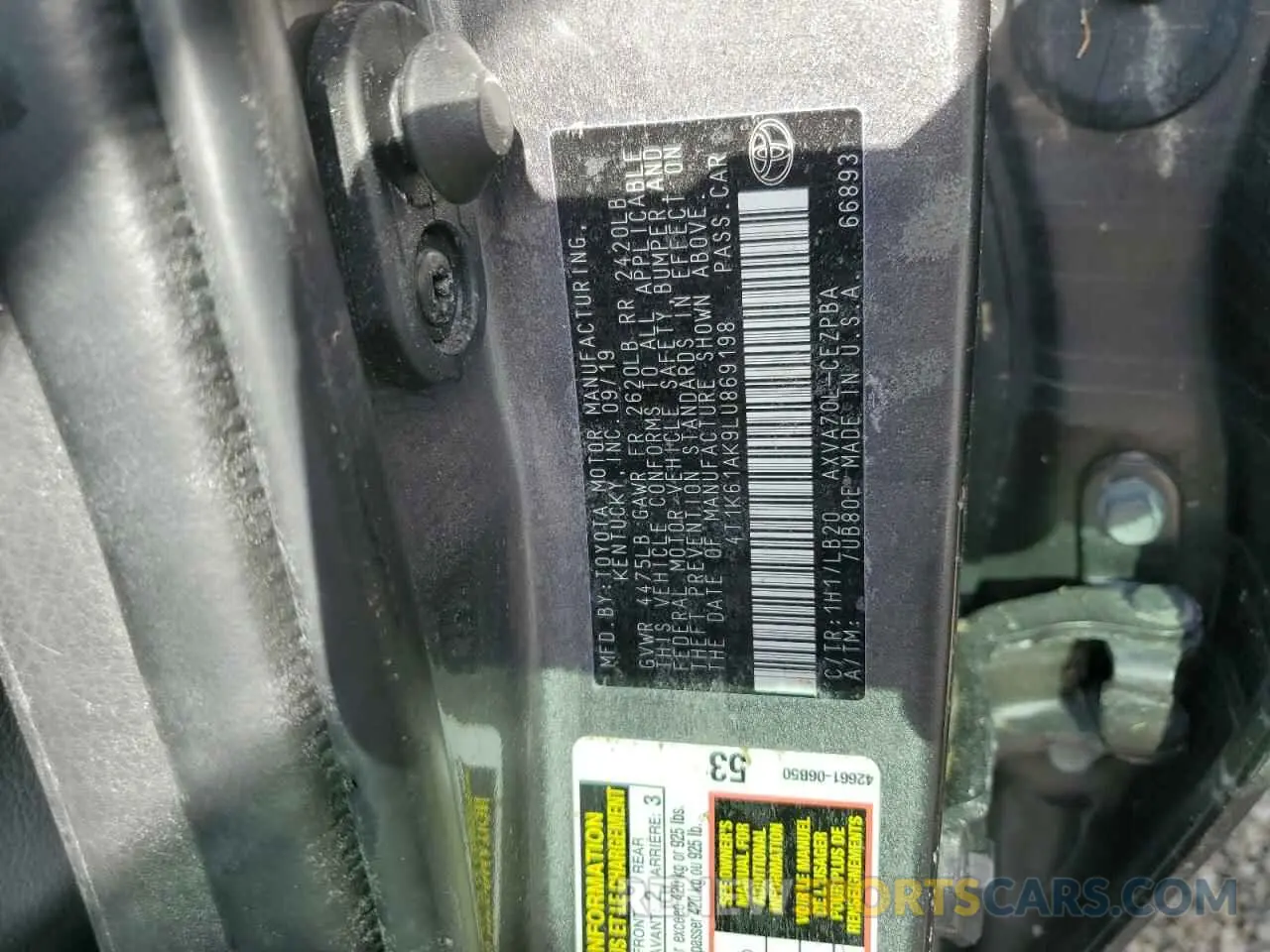 13 Photograph of a damaged car 4T1K61AK9LU869198 TOYOTA CAMRY 2020
