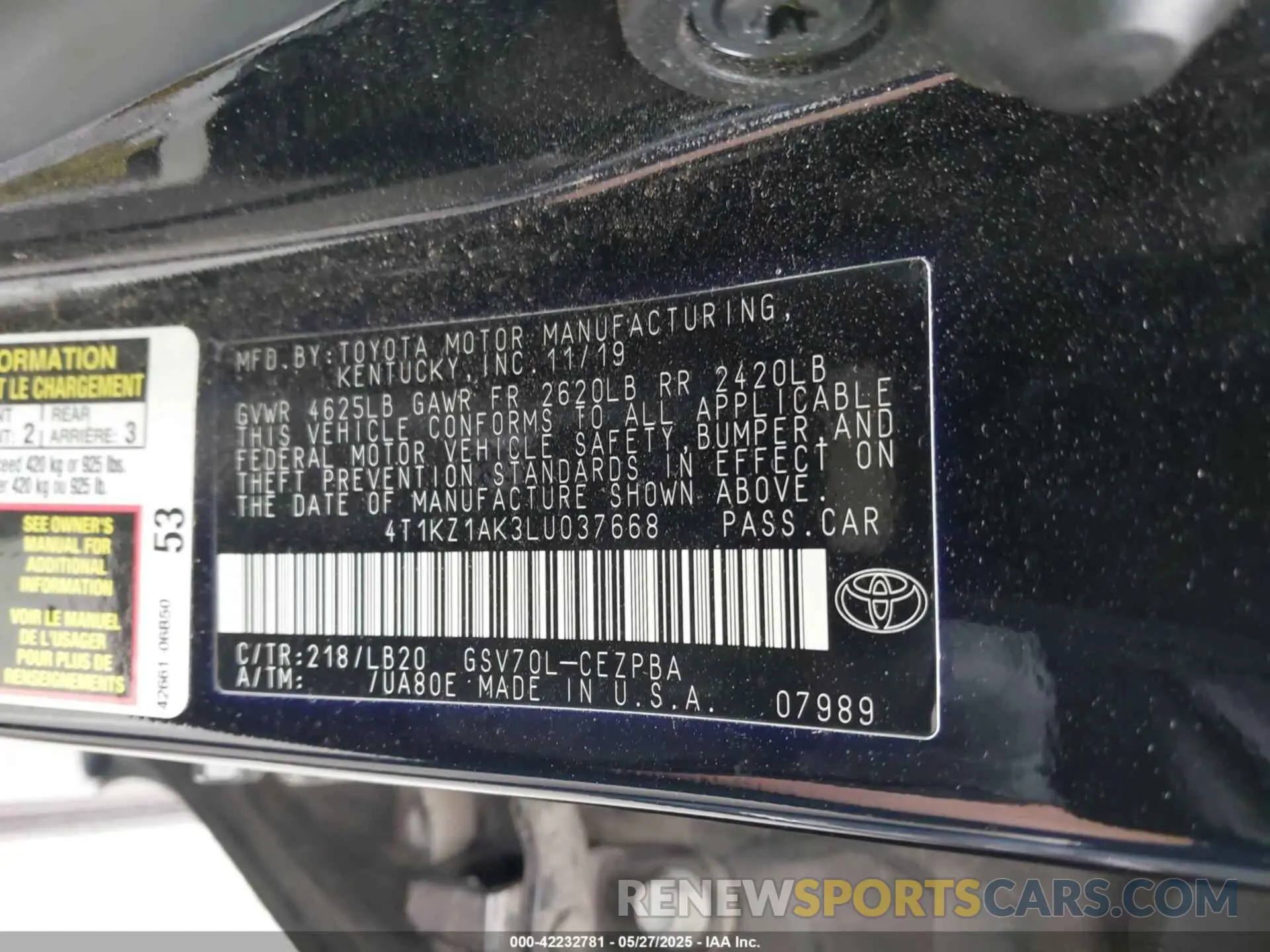 9 Photograph of a damaged car 4T1KZ1AK3LU037668 TOYOTA CAMRY 2020