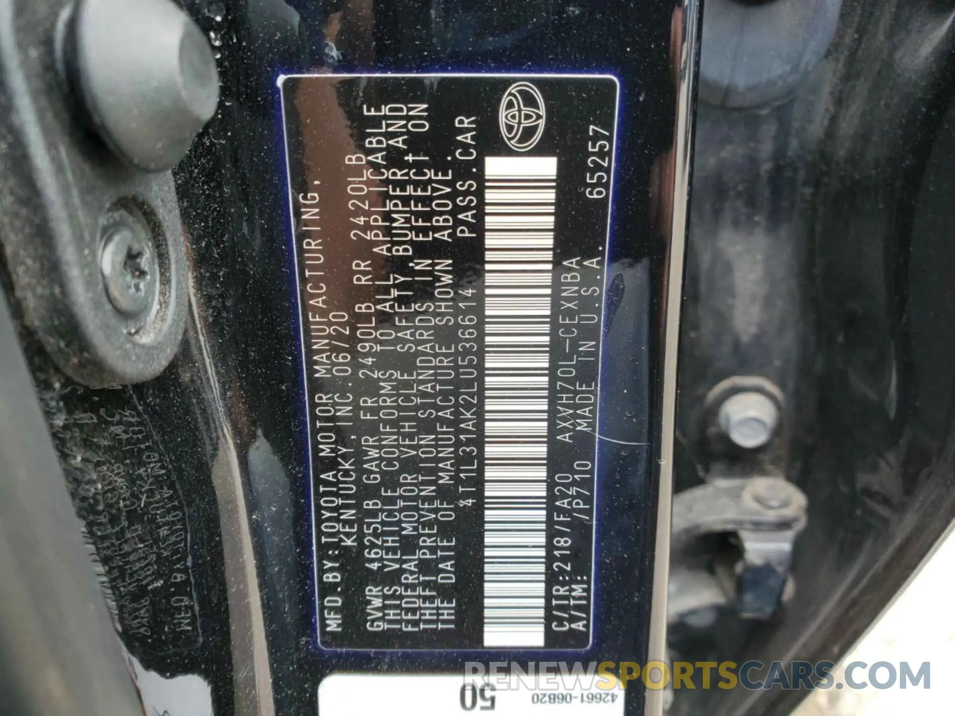 16 Photograph of a damaged car 4T1L31AK2LU536614 TOYOTA CAMRY 2020