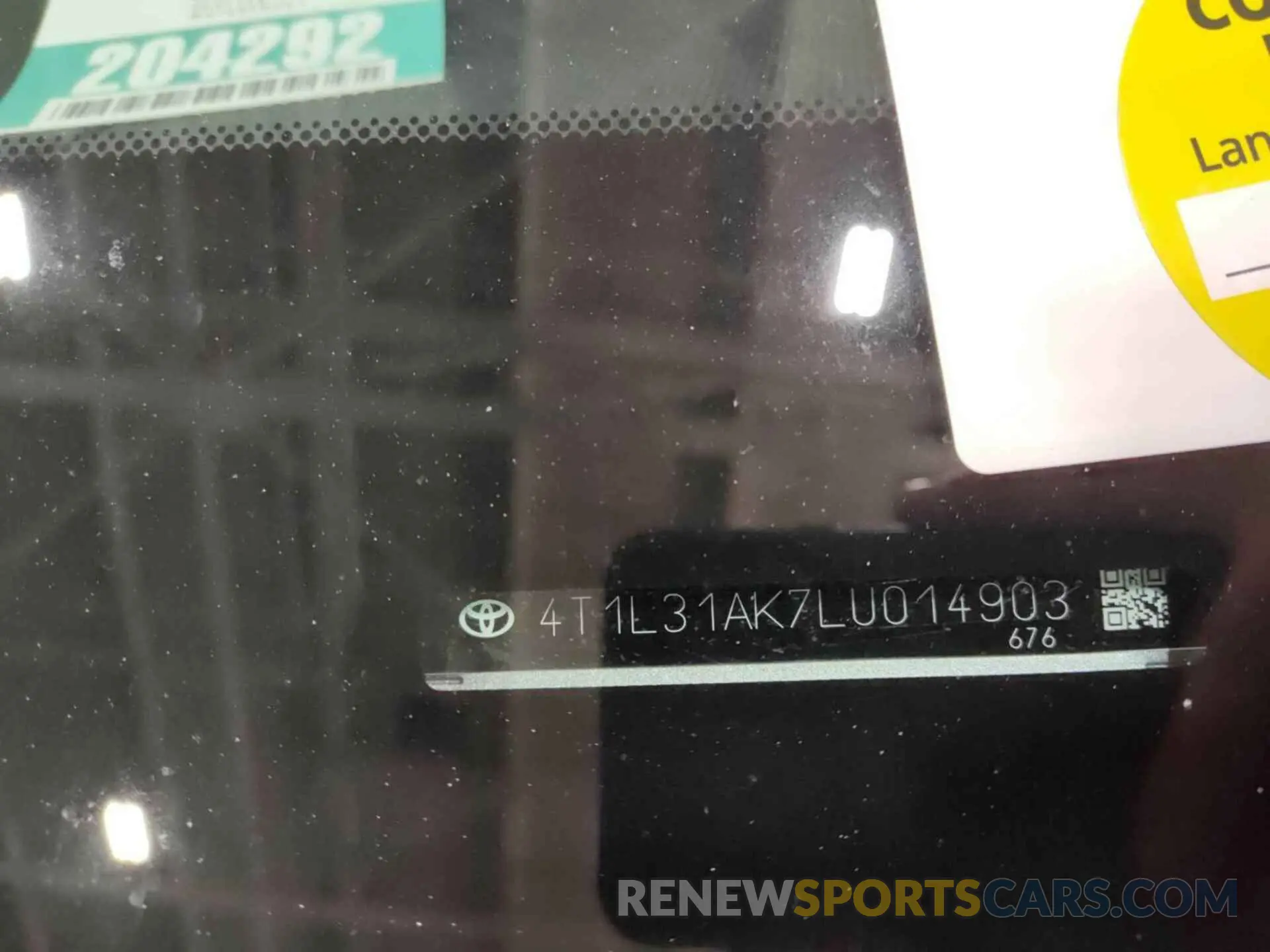 10 Photograph of a damaged car 4T1L31AK7LU014903 TOYOTA CAMRY 2020