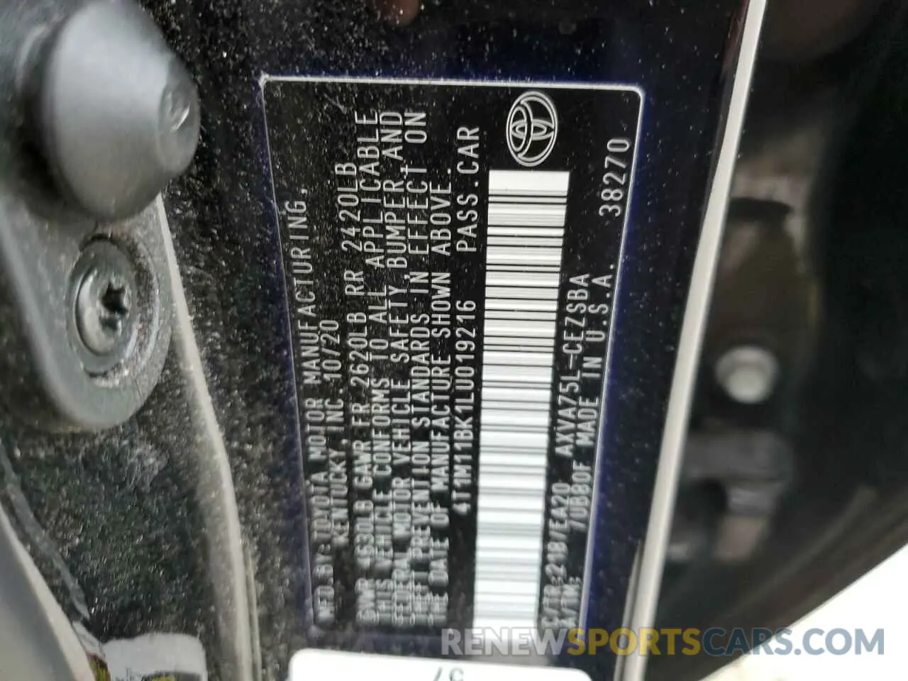 15 Photograph of a damaged car 4T1M11BK1LU019216 TOYOTA CAMRY 2020
