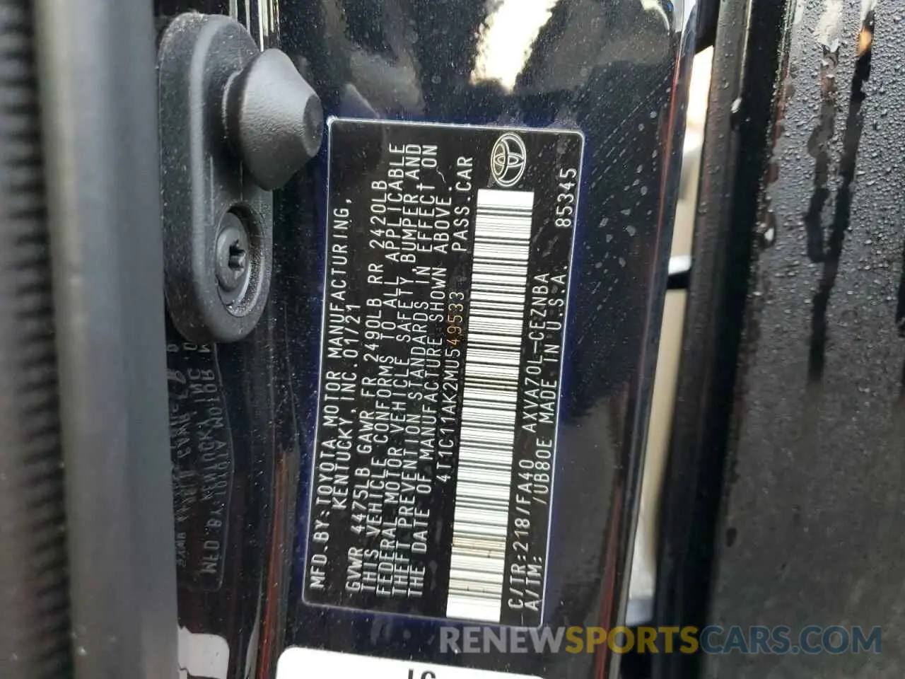 13 Photograph of a damaged car 4T1C11AK2MU549533 TOYOTA CAMRY 2021