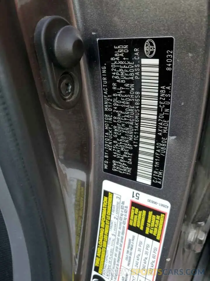 14 Photograph of a damaged car 4T1C11AK6MU548658 TOYOTA CAMRY 2021