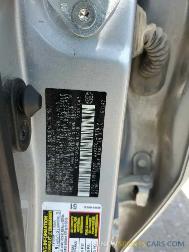 12 Photograph of a damaged car 4T1C11AK9MU562778 TOYOTA CAMRY 2021