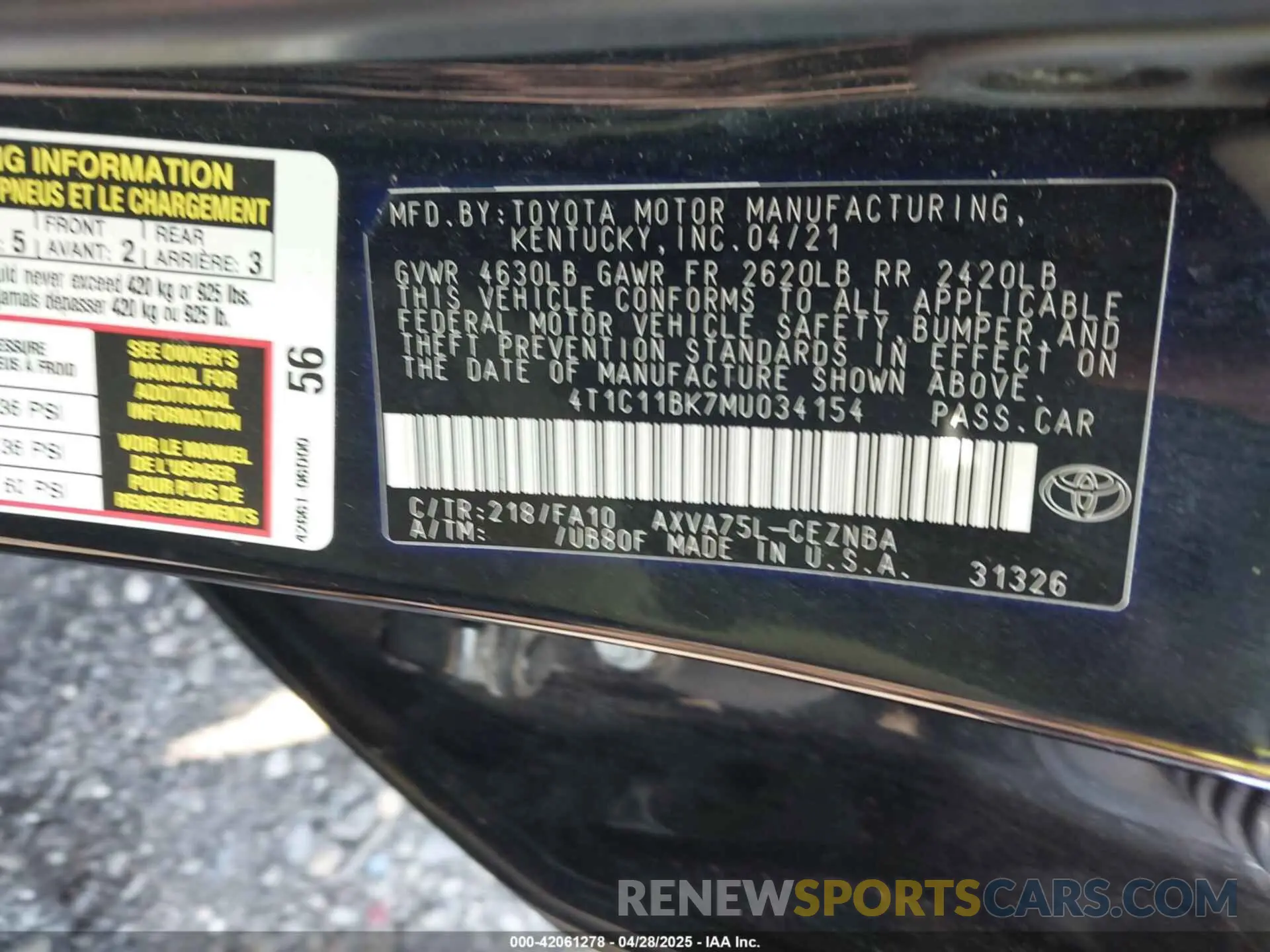 9 Photograph of a damaged car 4T1C11BK7MU034154 TOYOTA CAMRY 2021