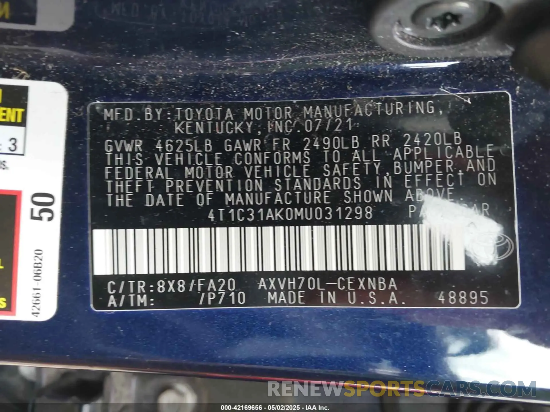 9 Photograph of a damaged car 4T1C31AK0MU031298 TOYOTA CAMRY 2021