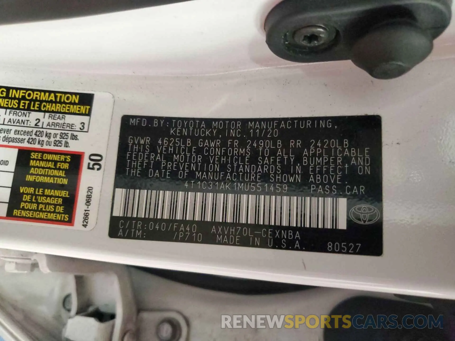 9 Photograph of a damaged car 4T1C31AK1MU551459 TOYOTA CAMRY 2021