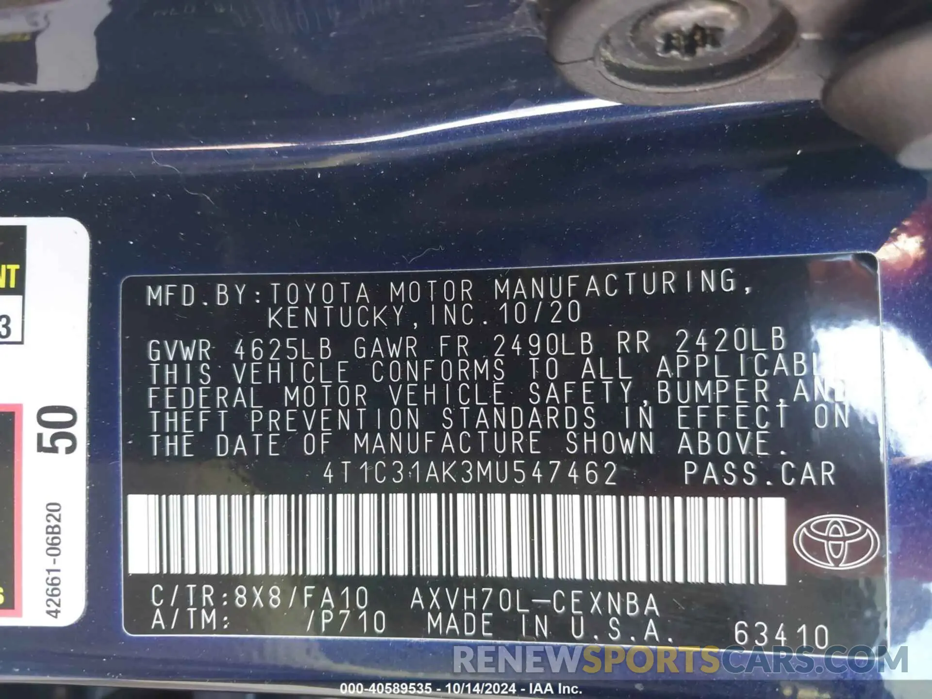9 Photograph of a damaged car 4T1C31AK3MU547462 TOYOTA CAMRY 2021