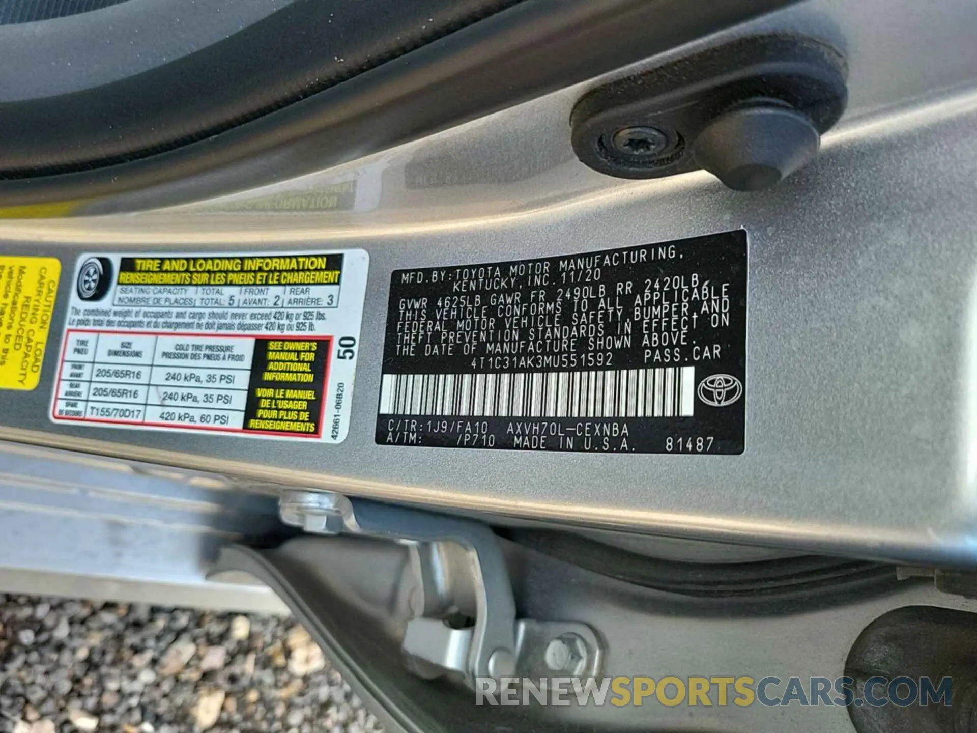 8 Photograph of a damaged car 4T1C31AK3MU551592 TOYOTA CAMRY 2021