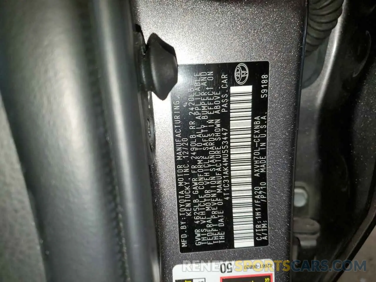12 Photograph of a damaged car 4T1C31AK4MU553447 TOYOTA CAMRY 2021