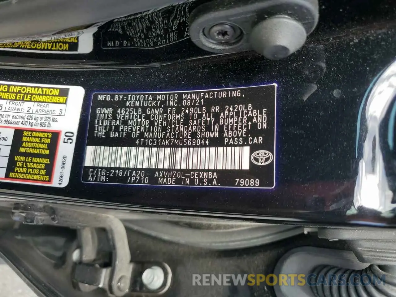 12 Photograph of a damaged car 4T1C31AK7MU569044 TOYOTA CAMRY 2021
