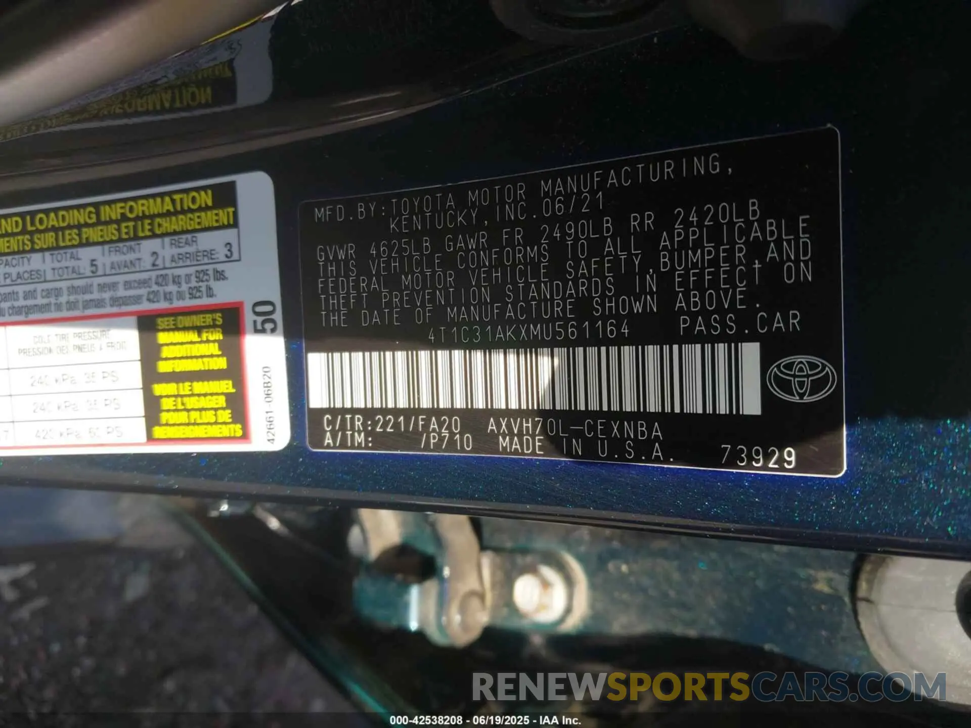 9 Photograph of a damaged car 4T1C31AKXMU561164 TOYOTA CAMRY 2021