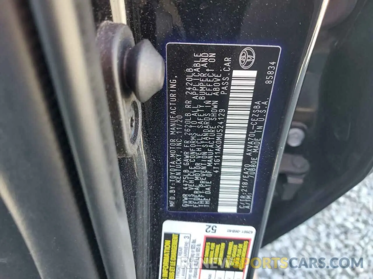 12 Photograph of a damaged car 4T1G11AK0MU524129 TOYOTA CAMRY 2021