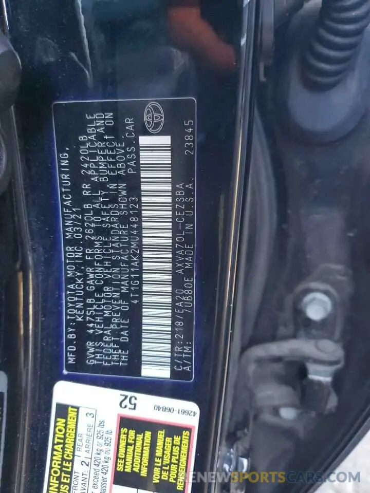 14 Photograph of a damaged car 4T1G11AK2MU448123 TOYOTA CAMRY 2021