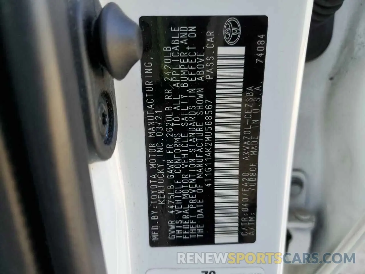 12 Photograph of a damaged car 4T1G11AK2MU568567 TOYOTA CAMRY 2021