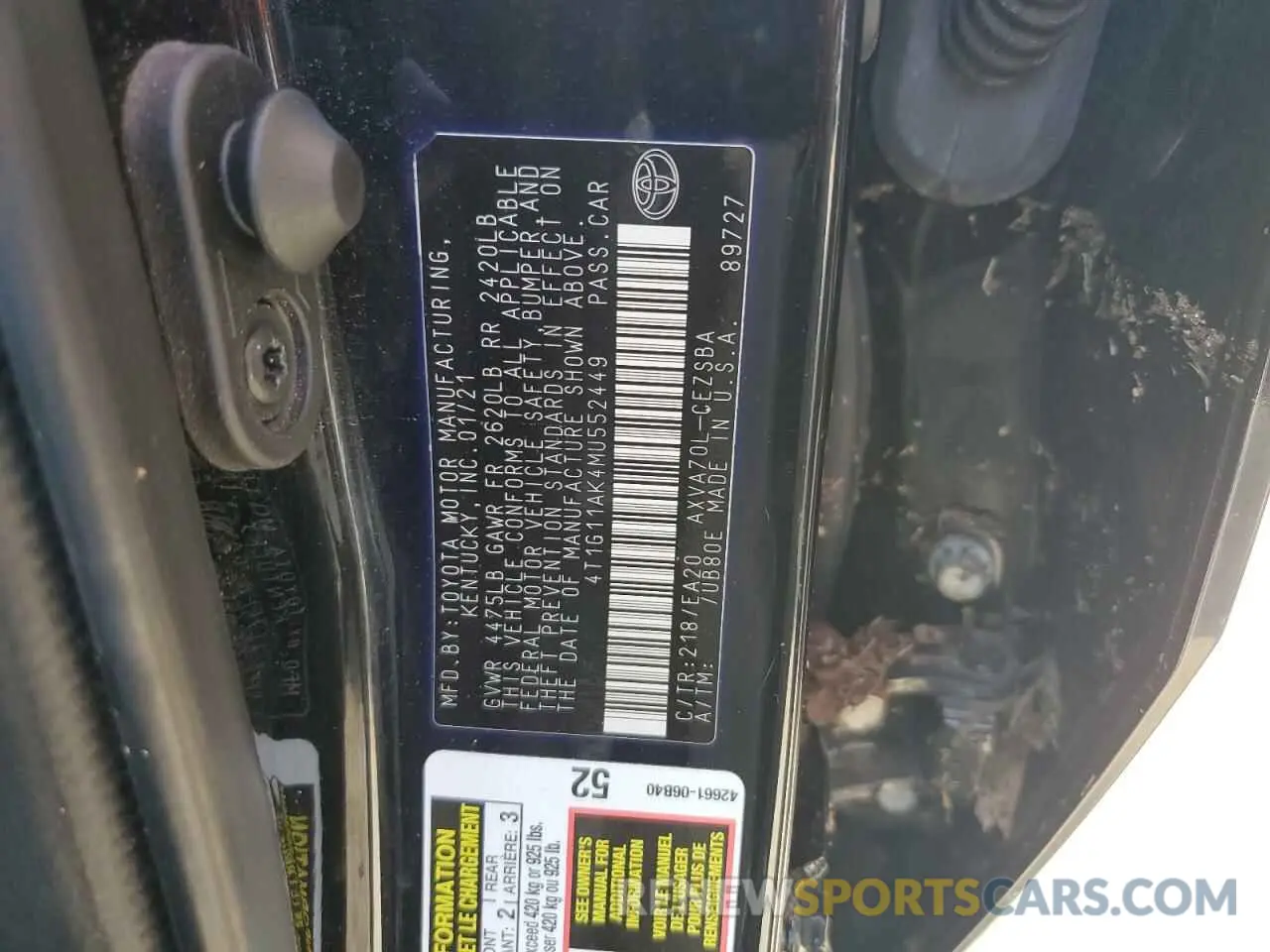 13 Photograph of a damaged car 4T1G11AK4MU552449 TOYOTA CAMRY 2021