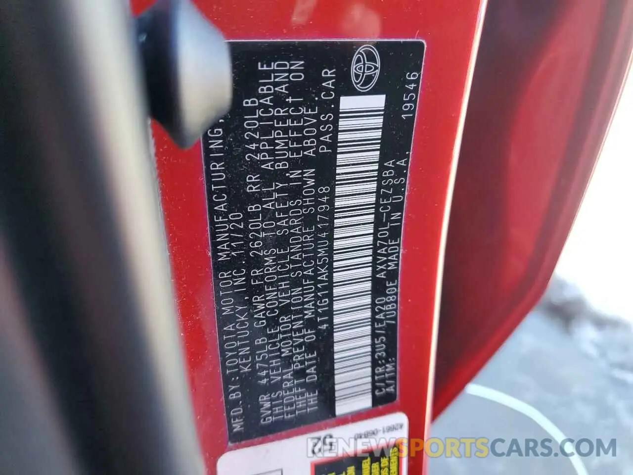 12 Photograph of a damaged car 4T1G11AK5MU417948 TOYOTA CAMRY 2021
