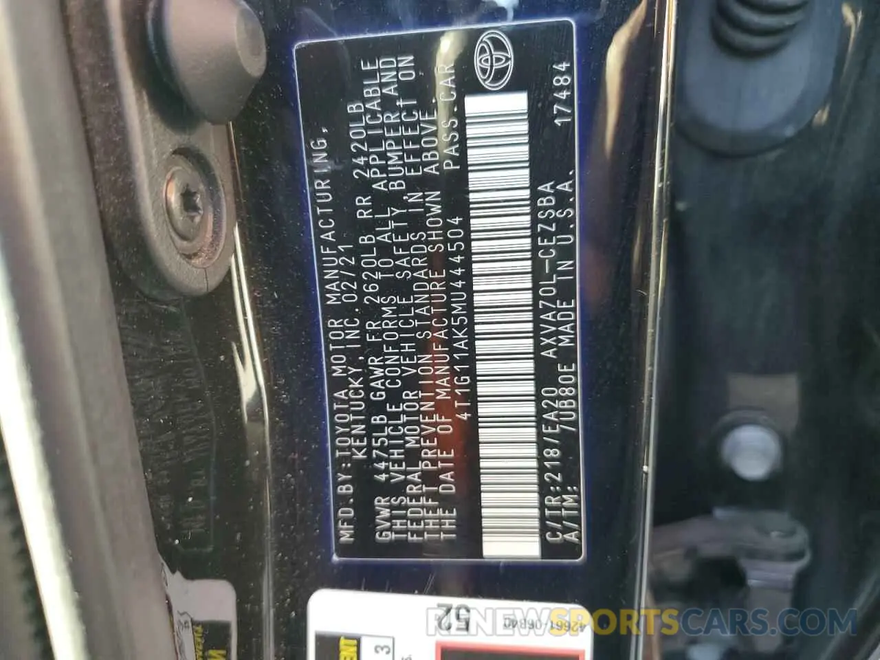 12 Photograph of a damaged car 4T1G11AK5MU444504 TOYOTA CAMRY 2021