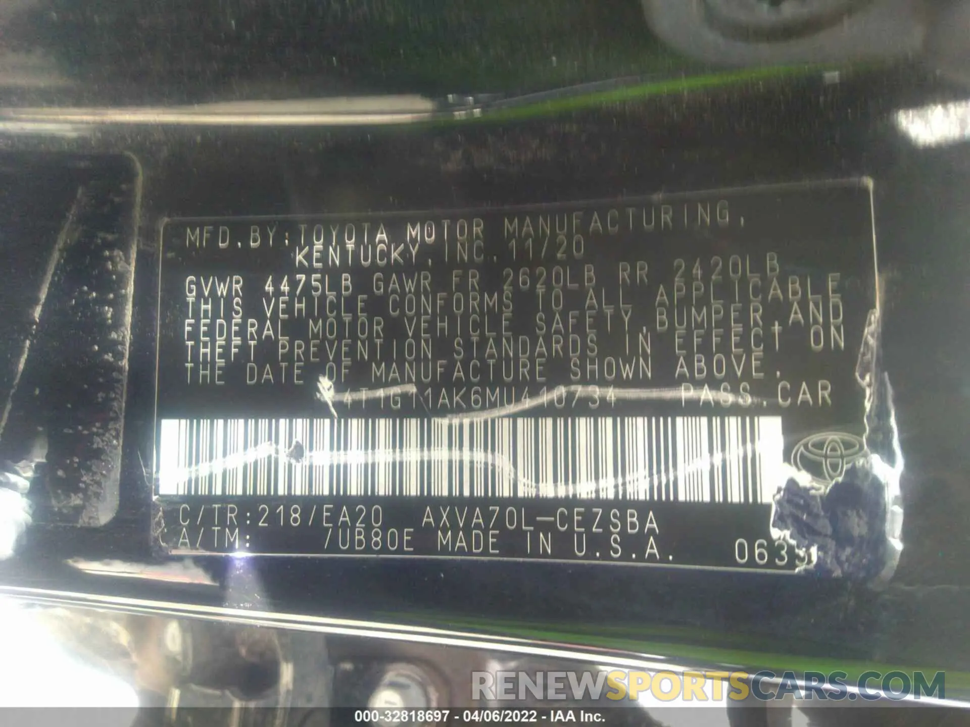 9 Photograph of a damaged car 4T1G11AK6MU410734 TOYOTA CAMRY 2021