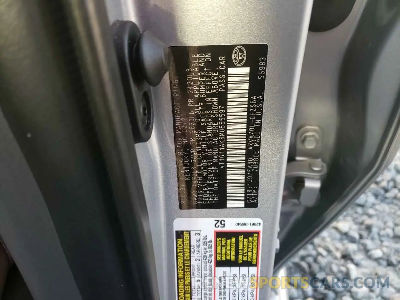 12 Photograph of a damaged car 4T1G11AK6MU556597 TOYOTA CAMRY 2021