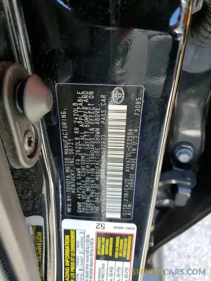12 Photograph of a damaged car 4T1G11AK7MU592833 TOYOTA CAMRY 2021