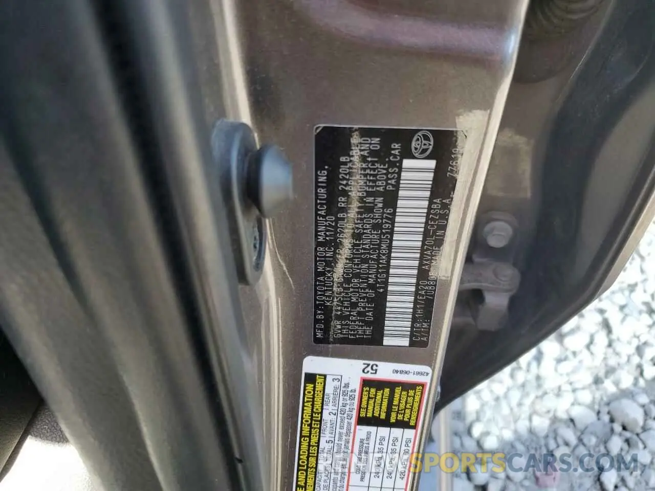 12 Photograph of a damaged car 4T1G11AK8MU519776 TOYOTA CAMRY 2021