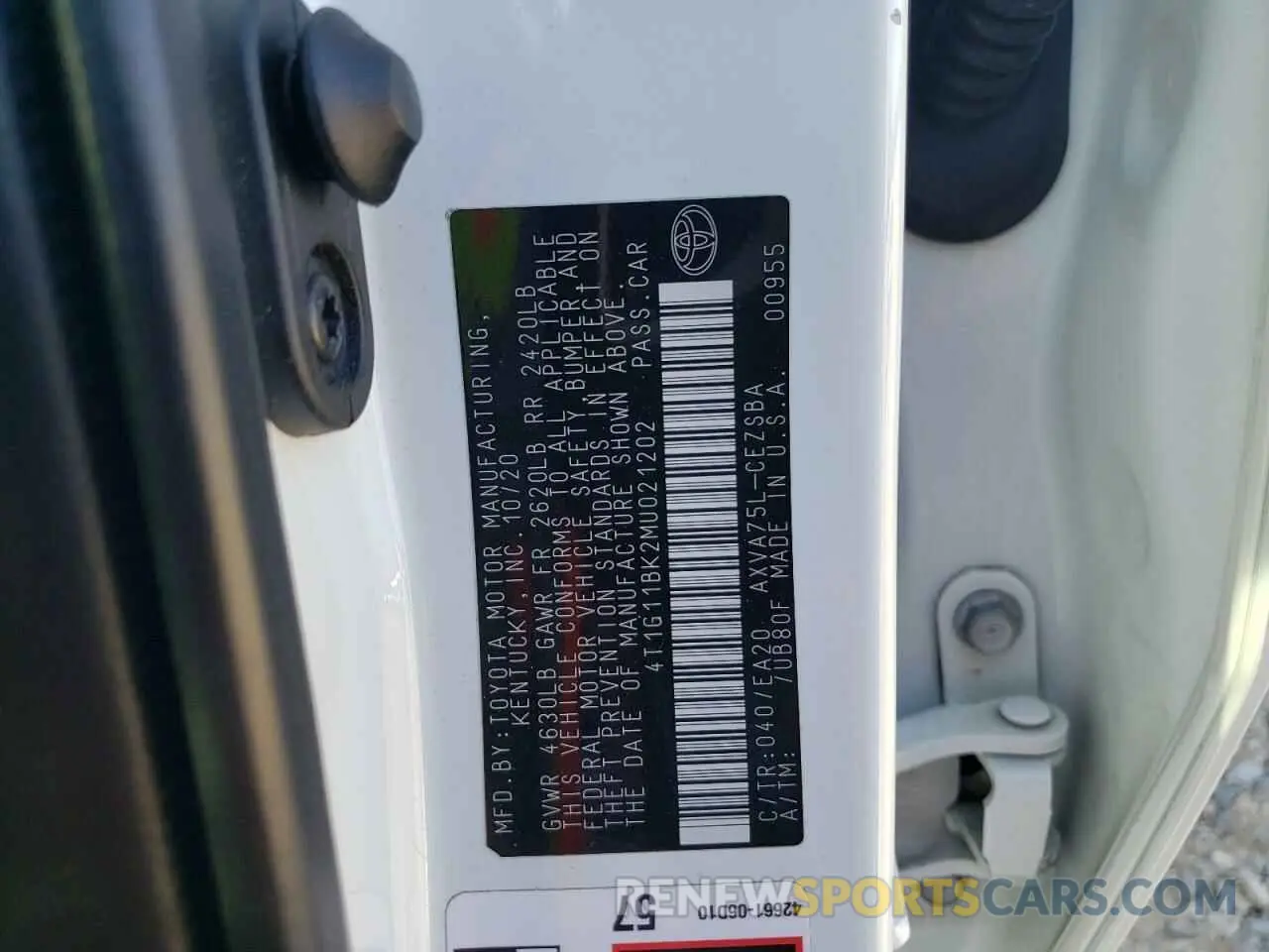 13 Photograph of a damaged car 4T1G11BK2MU021202 TOYOTA CAMRY 2021