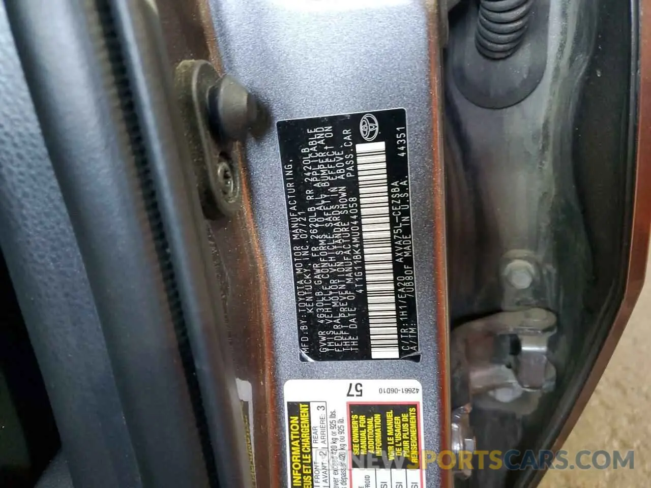 13 Photograph of a damaged car 4T1G11BK4MU044058 TOYOTA CAMRY 2021