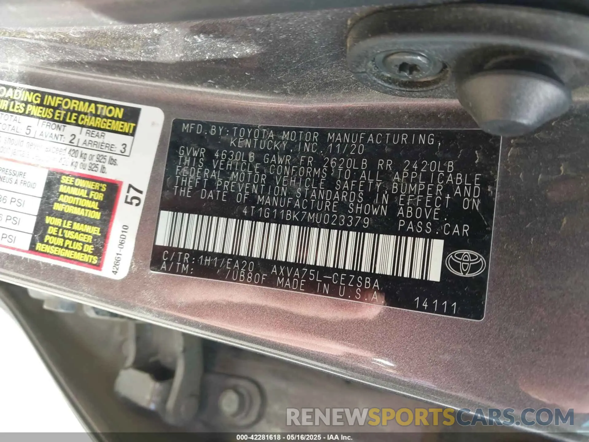 9 Photograph of a damaged car 4T1G11BK7MU023379 TOYOTA CAMRY 2021