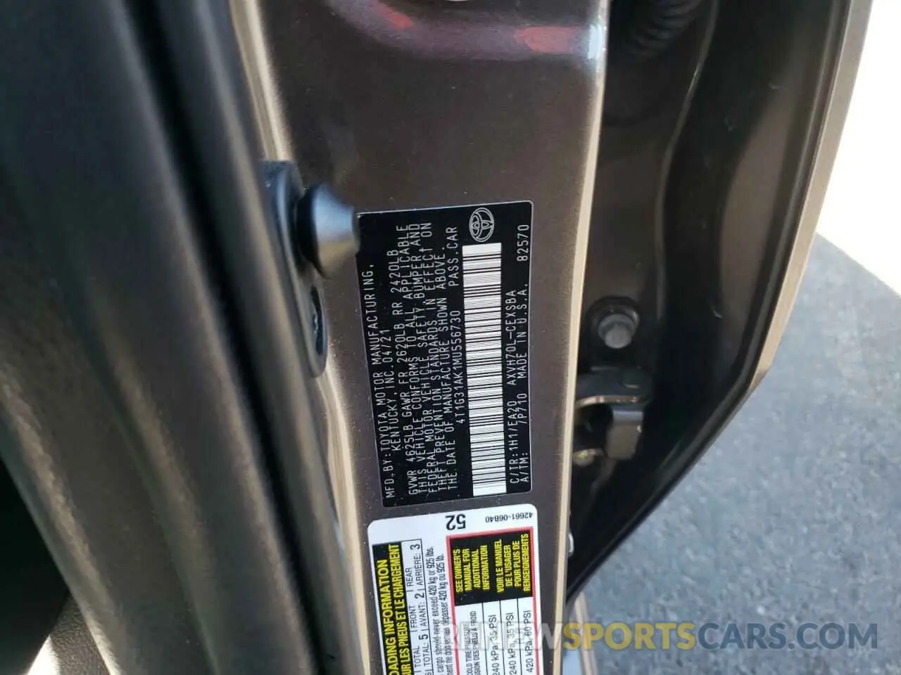 13 Photograph of a damaged car 4T1G31AK1MU556730 TOYOTA CAMRY 2021