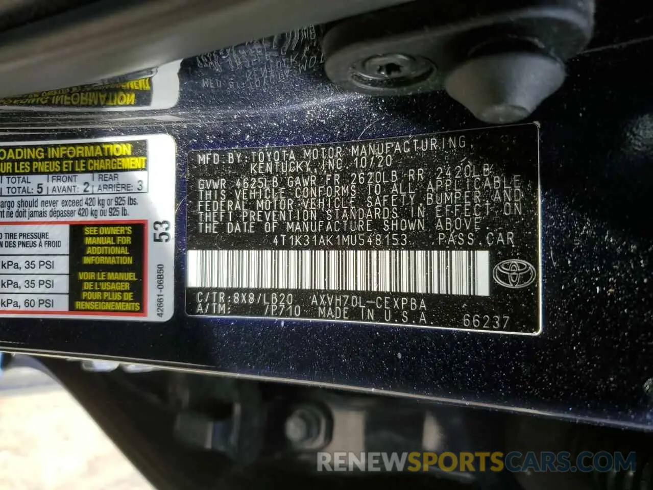 13 Photograph of a damaged car 4T1K31AK1MU548153 TOYOTA CAMRY 2021