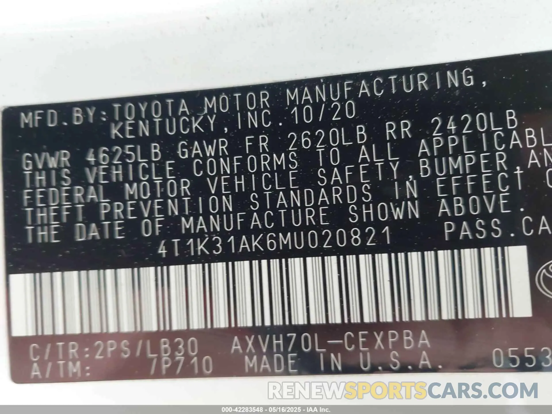 9 Photograph of a damaged car 4T1K31AK6MU020821 TOYOTA CAMRY 2021