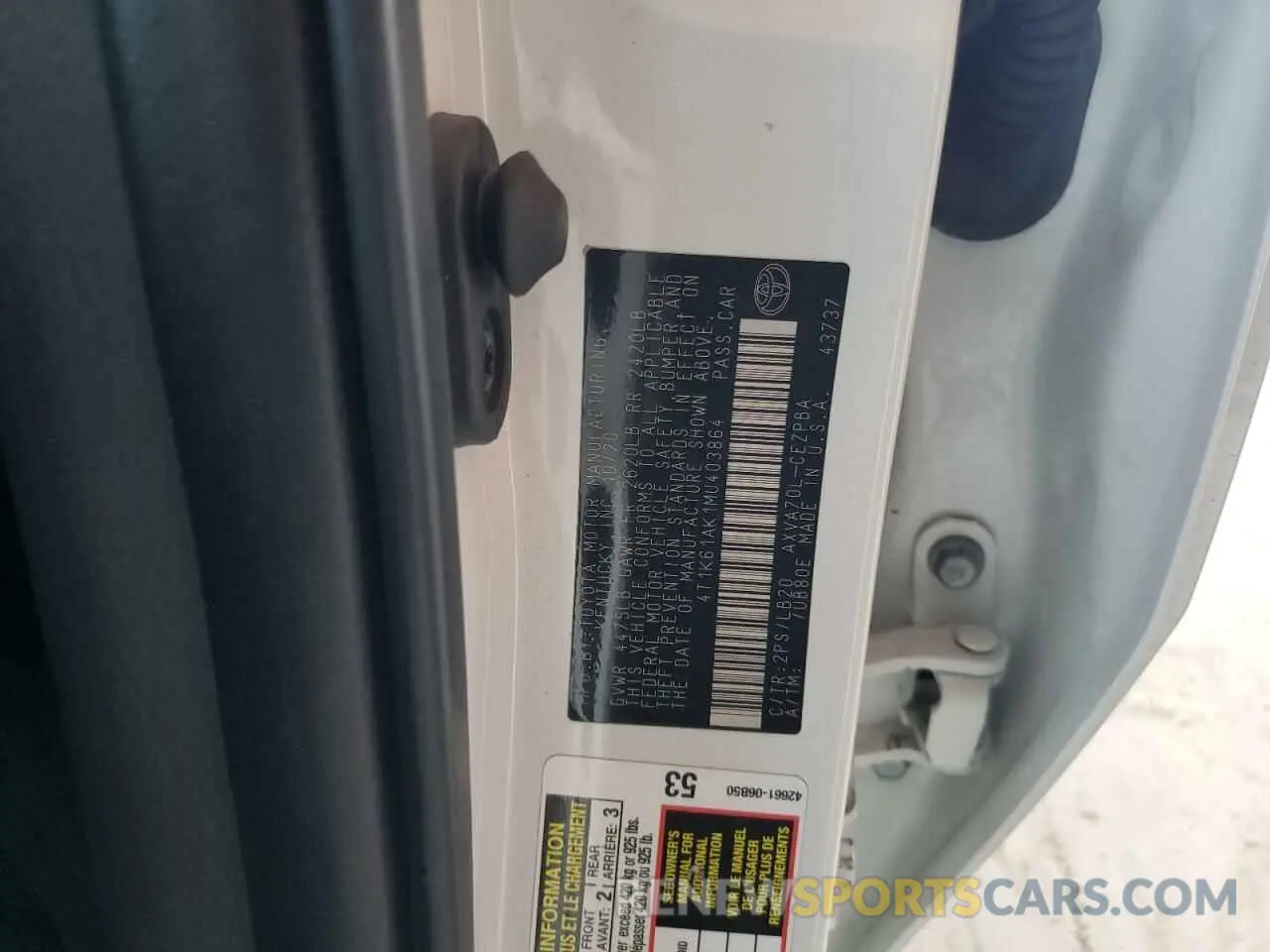 13 Photograph of a damaged car 4T1K61AK1MU403864 TOYOTA CAMRY 2021