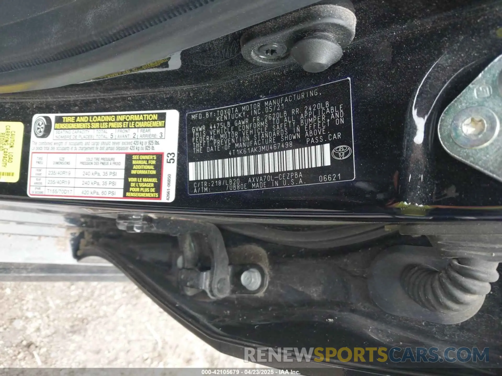9 Photograph of a damaged car 4T1K61AK3MU467498 TOYOTA CAMRY 2021
