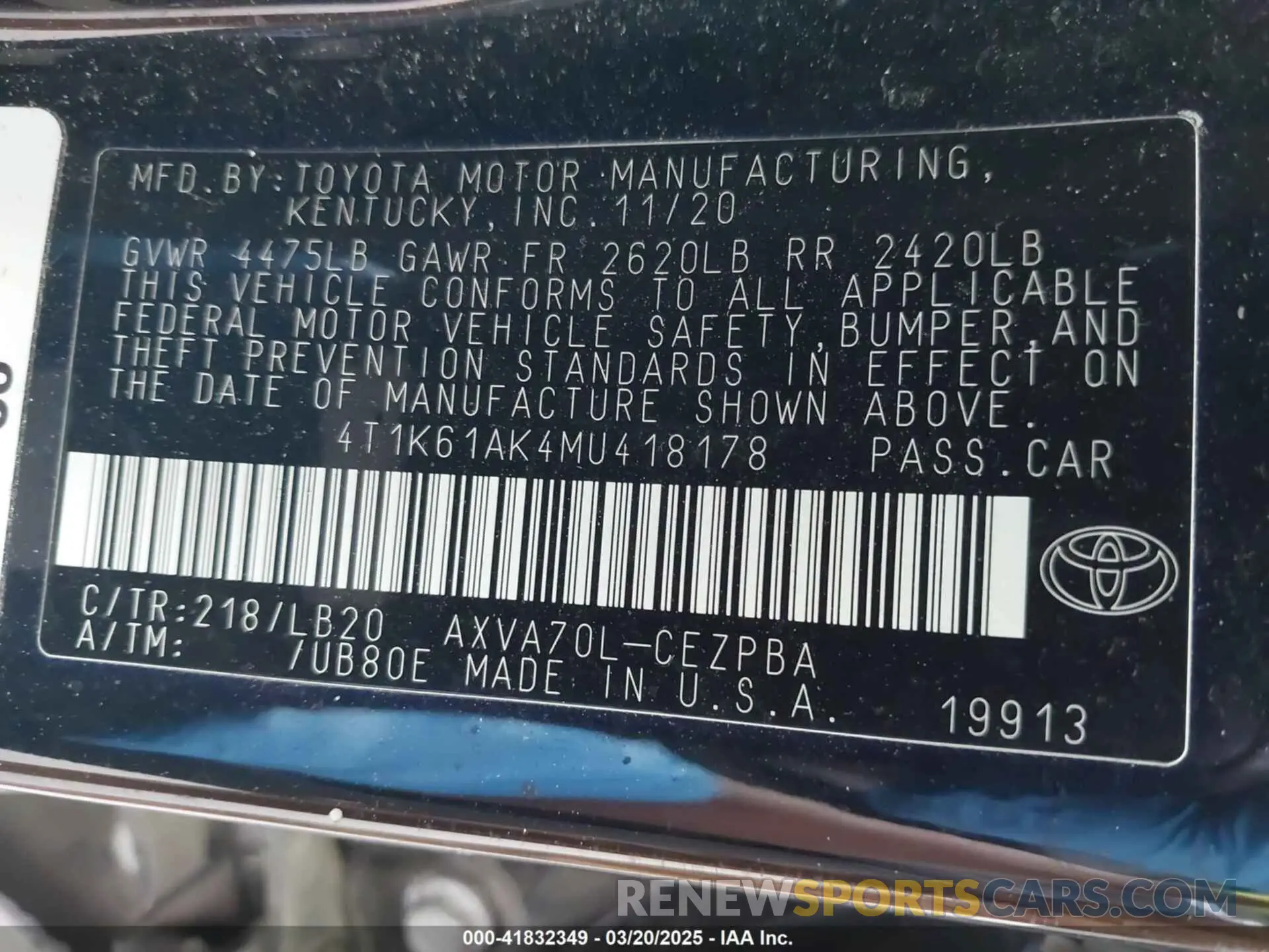 9 Photograph of a damaged car 4T1K61AK4MU418178 TOYOTA CAMRY 2021