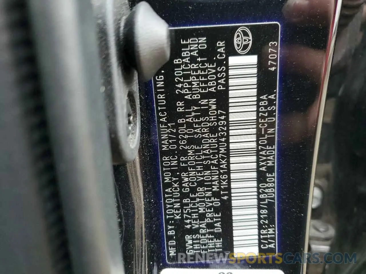 15 Photograph of a damaged car 4T1K61AK7MU432947 TOYOTA CAMRY 2021