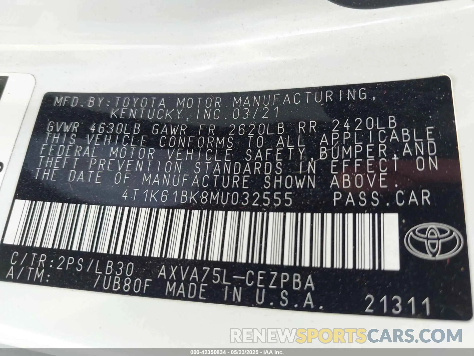 9 Photograph of a damaged car 4T1K61BK8MU032555 TOYOTA CAMRY 2021
