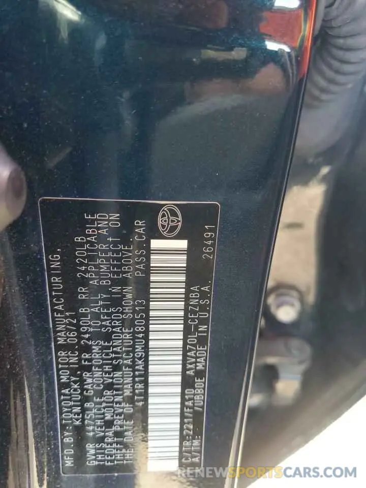 14 Photograph of a damaged car 4T1R11AK9MU480513 TOYOTA CAMRY 2021