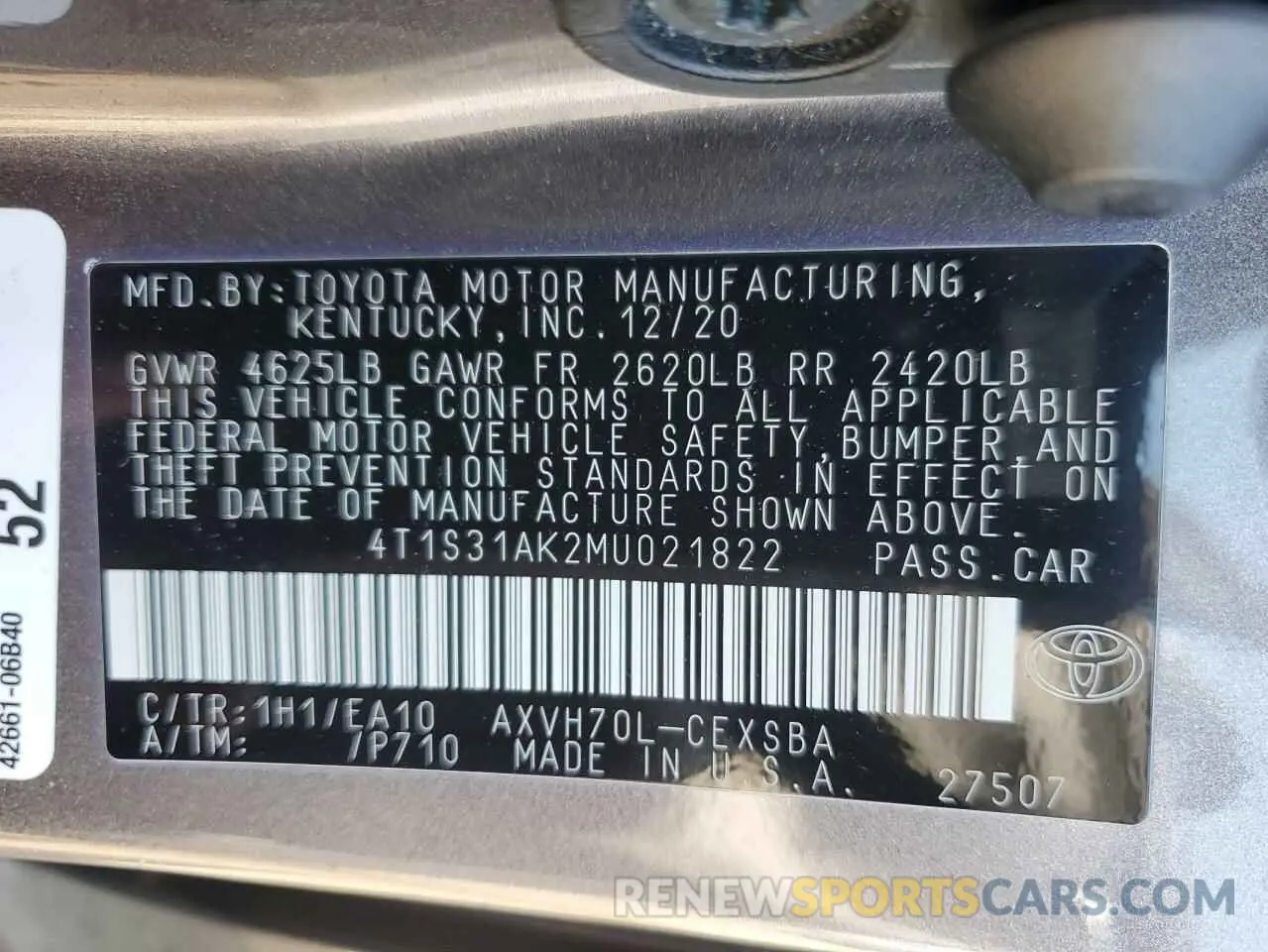 14 Photograph of a damaged car 4T1S31AK2MU021822 TOYOTA CAMRY 2021