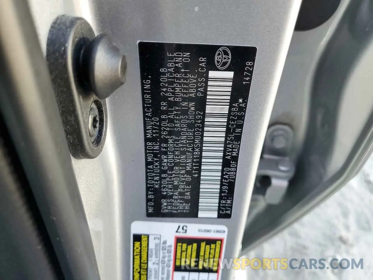 12 Photograph of a damaged car 4T1T11BK5MU023492 TOYOTA CAMRY 2021