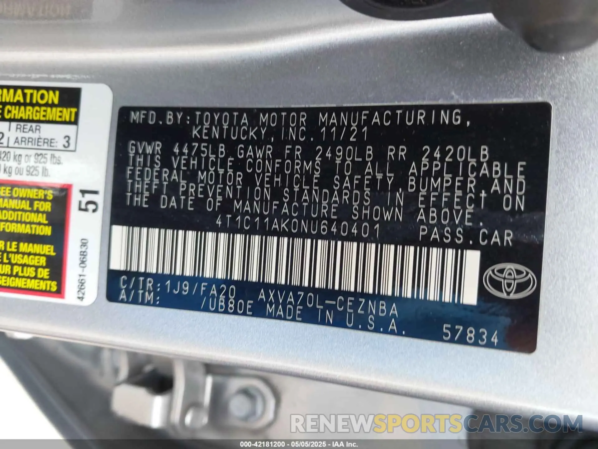 9 Photograph of a damaged car 4T1C11AK0NU640401 TOYOTA CAMRY 2022