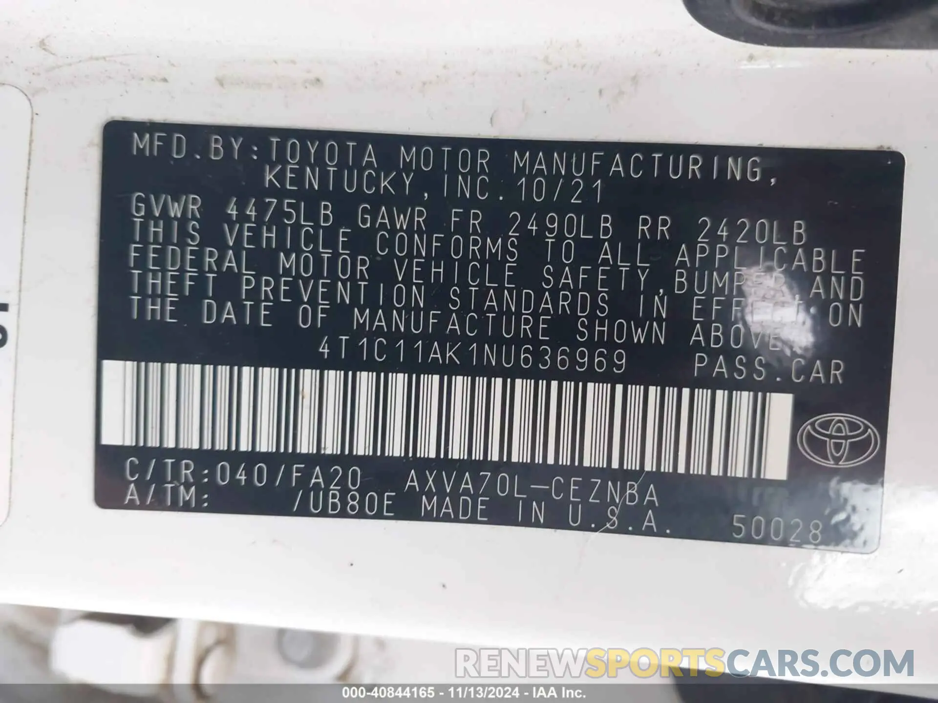 9 Photograph of a damaged car 4T1C11AK1NU636969 TOYOTA CAMRY 2022