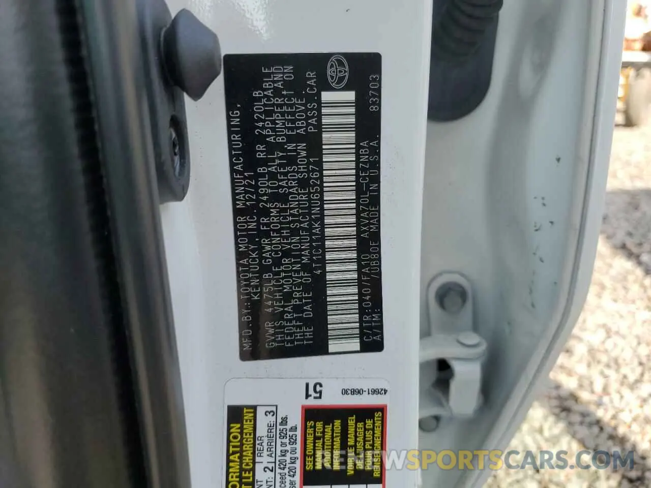 13 Photograph of a damaged car 4T1C11AK1NU652671 TOYOTA CAMRY 2022