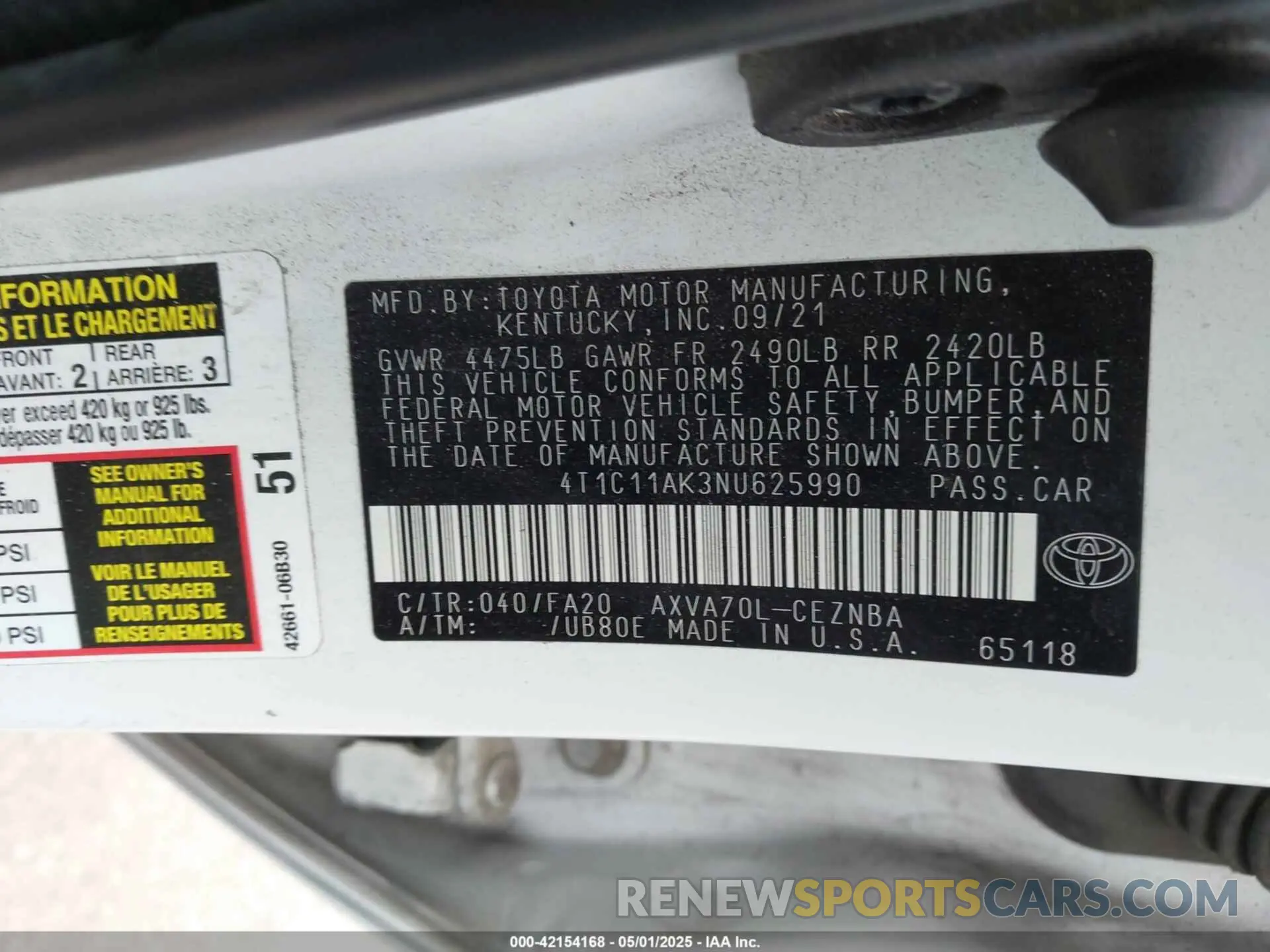 9 Photograph of a damaged car 4T1C11AK3NU625990 TOYOTA CAMRY 2022
