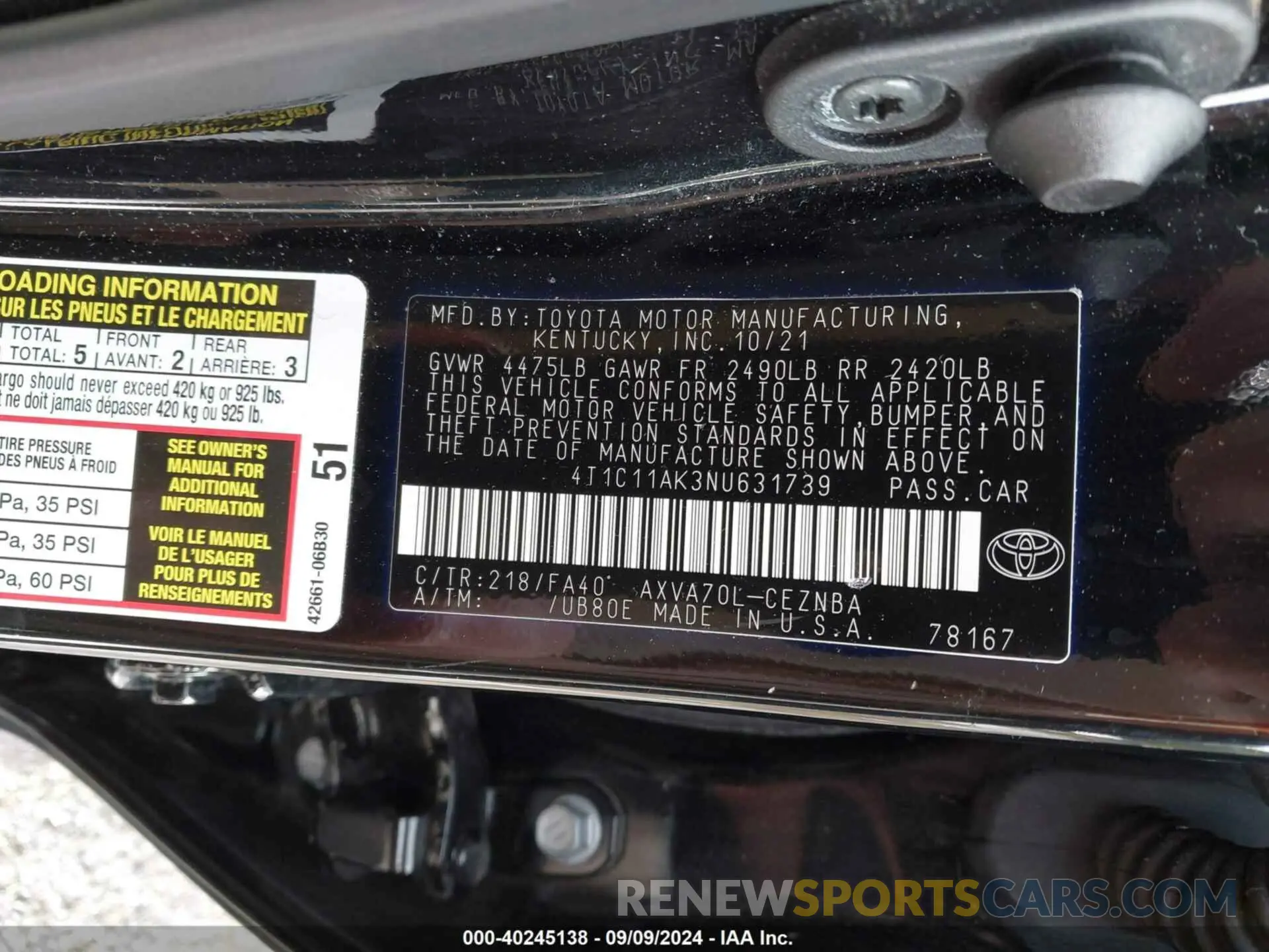 9 Photograph of a damaged car 4T1C11AK3NU631739 TOYOTA CAMRY 2022