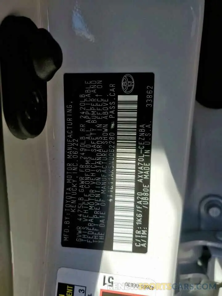 13 Photograph of a damaged car 4T1C11AK5NU062280 TOYOTA CAMRY 2022