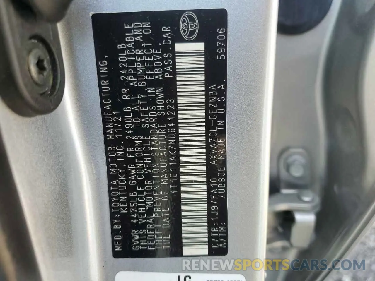 14 Photograph of a damaged car 4T1C11AK7NU641223 TOYOTA CAMRY 2022