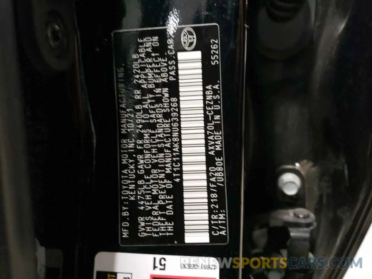 12 Photograph of a damaged car 4T1C11AK8NU639268 TOYOTA CAMRY 2022