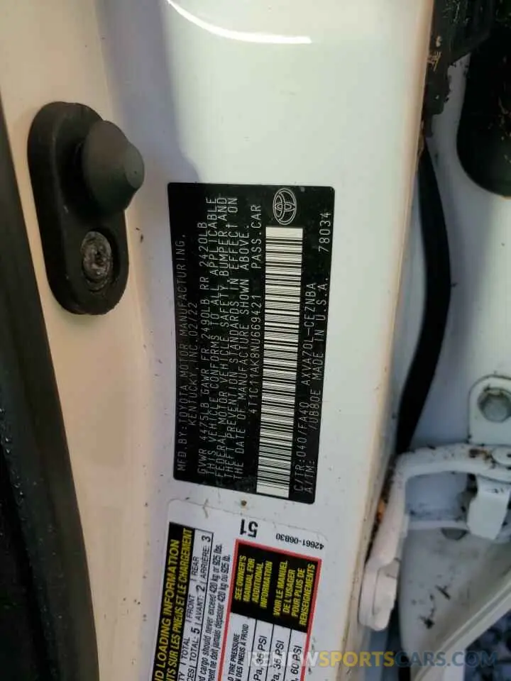 13 Photograph of a damaged car 4T1C11AK8NU669421 TOYOTA CAMRY 2022